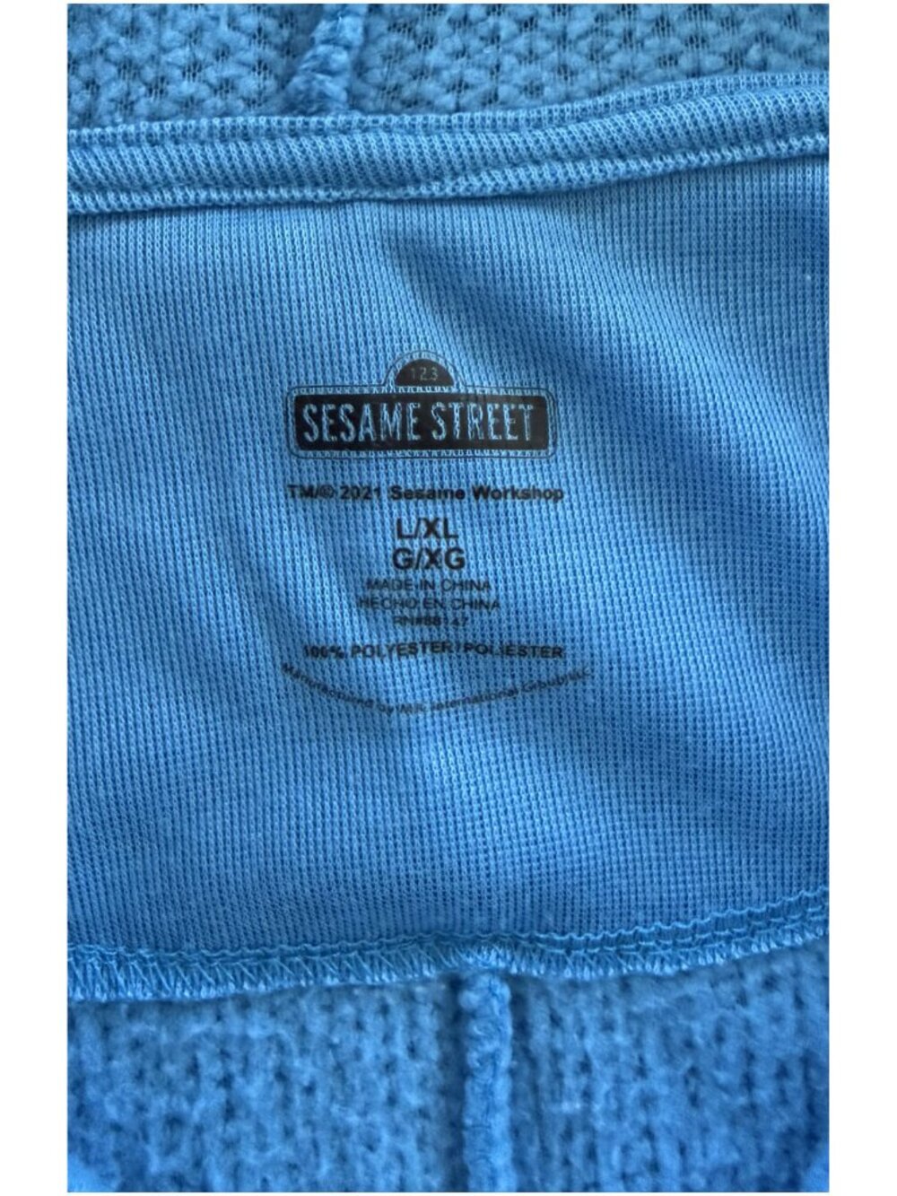 Sesame Street Cookie Monster One Piece Pajama L/XL Blue Hooded Fleece - Picture 3 of 3